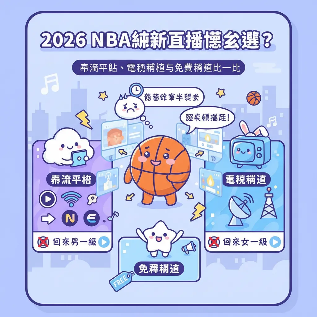2026 NBA線上直播怎麼選？串流平臺、電視頻道與免費頻道比一比